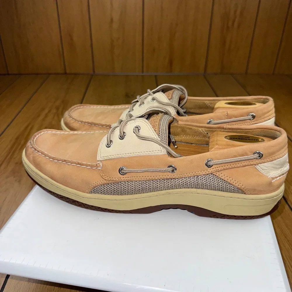 Sperry Top-Sider Billfish Tan Beige Leather Mesh Boat Shoes Mens 14M 0799023